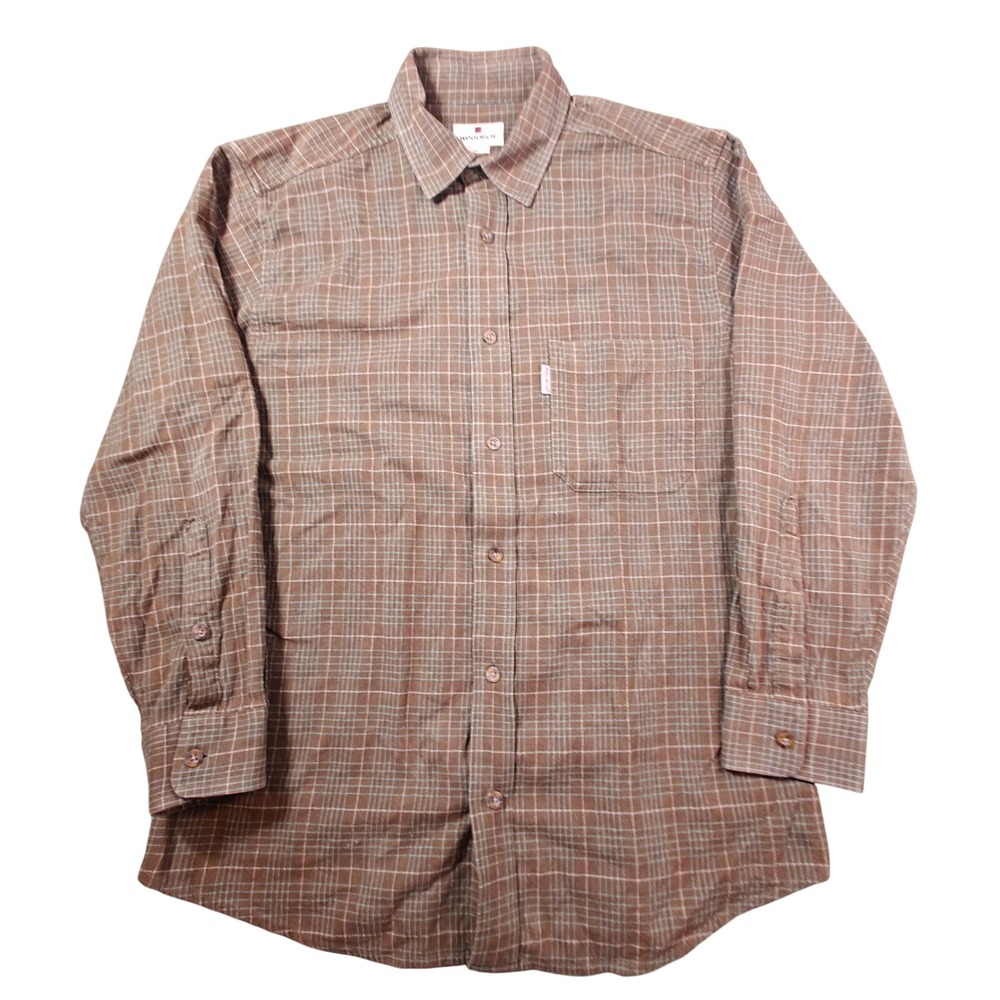 Woolrich Mens Brown Plaid‎ Long Sleeve Button Down Shirt Size M Pocket 0144